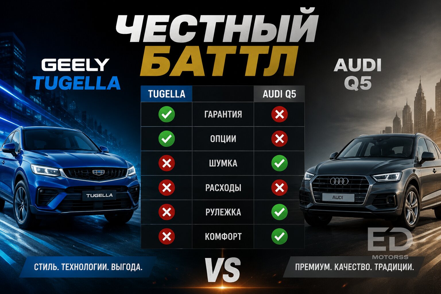 Новый Geely Tugella или б/у Audi Q5: что глупее купить за 3.5 миллиона? - фото 3