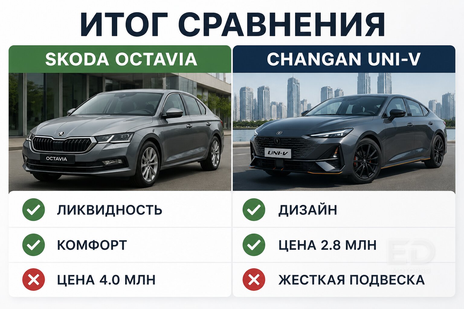 Октавия против Changan Uni-V: за что мы переплатили миллион рублей? - фото 3