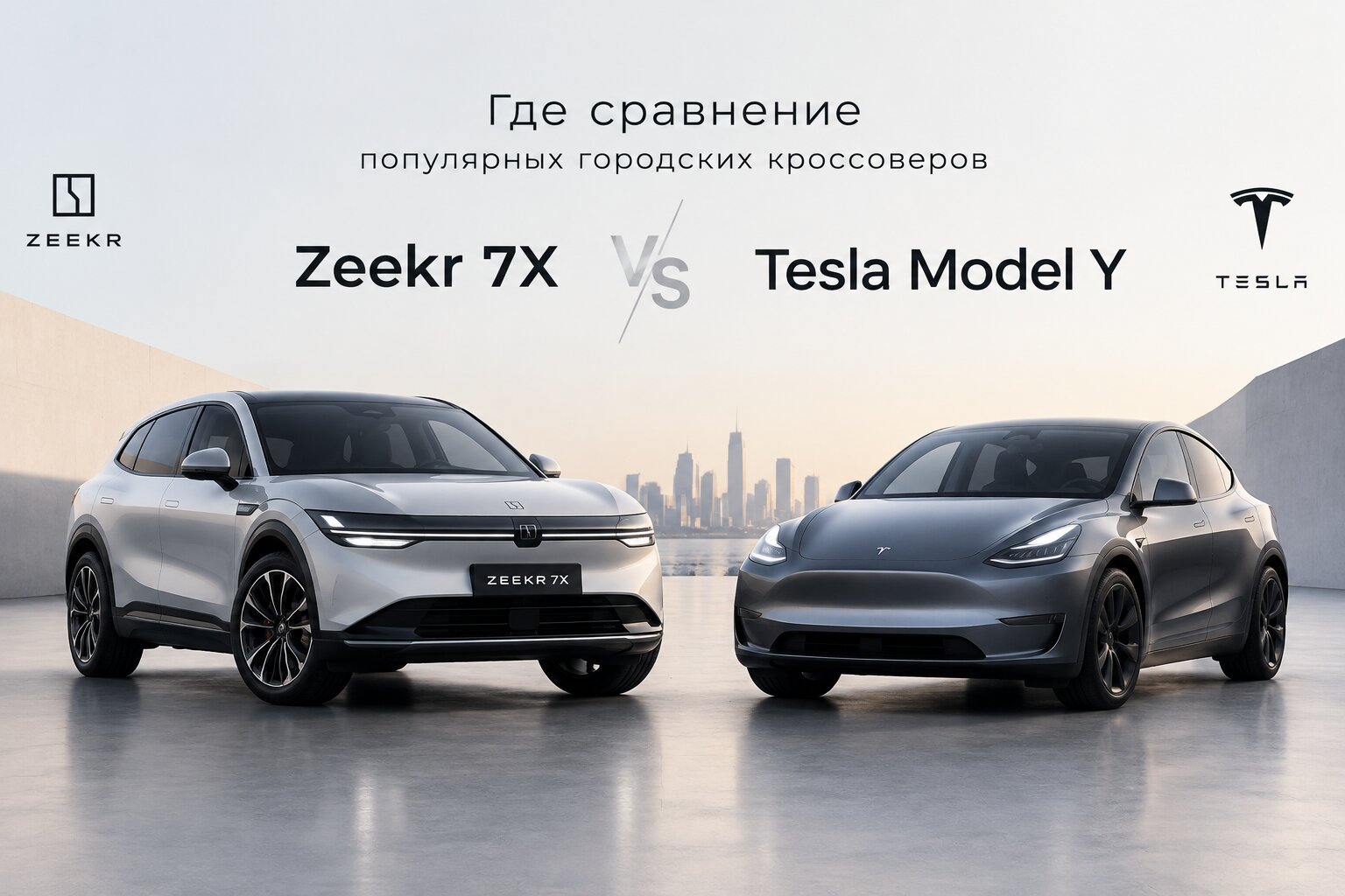 Сравнение Zeekr 7X и Tesla Model Y: подробный обзор характеристик, запаса хода, салона и цен. Узнайте, какой городской электрокроссовер выбрать!