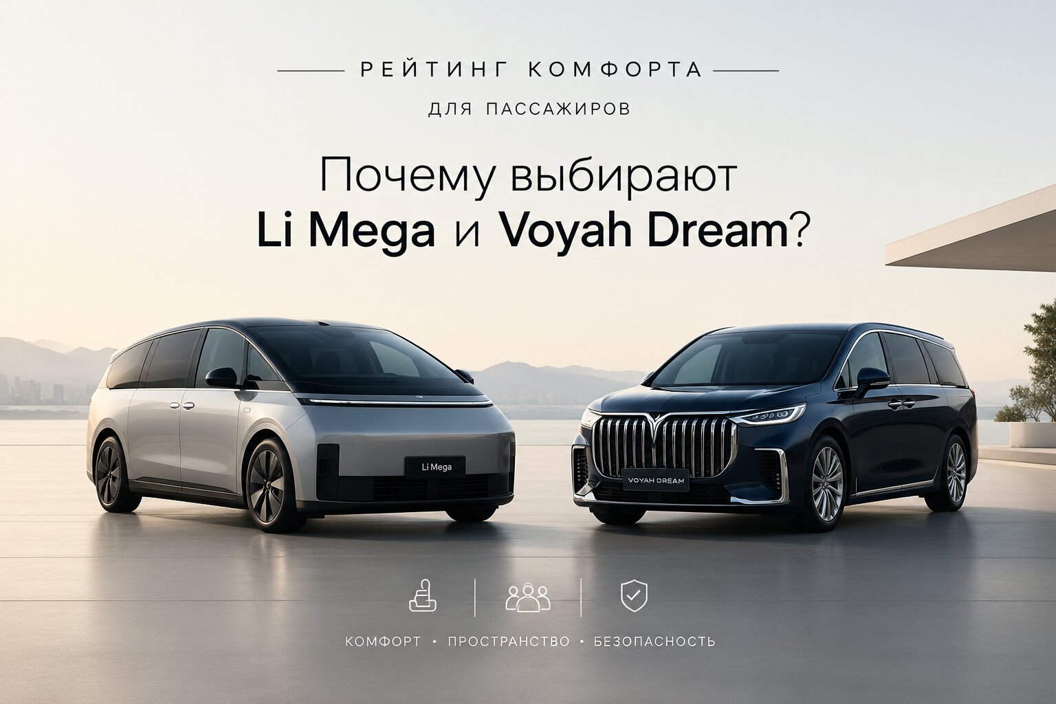 Рейтинг комфорта для пассажиров: сравнение Li Mega и Voyah Dream. Узнайте, почему премиальные минивэны выбирают для поездок бизнес-класса.