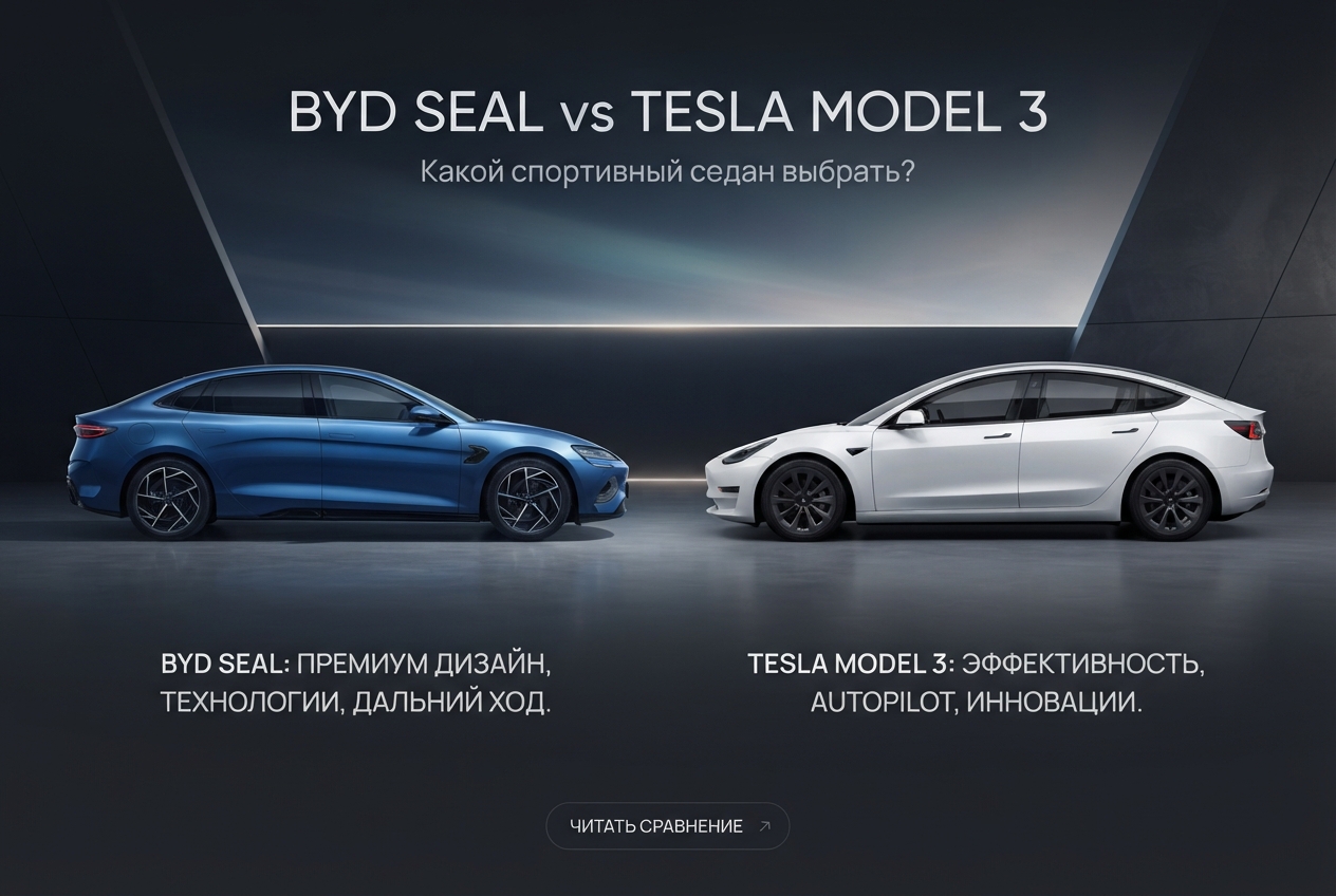 Сравнение BYD Seal и Tesla Model 3: характеристики, запас хода, динамика и цены. Узнайте плюсы, минусы и какой спортивный электроседан лучше выбрать.