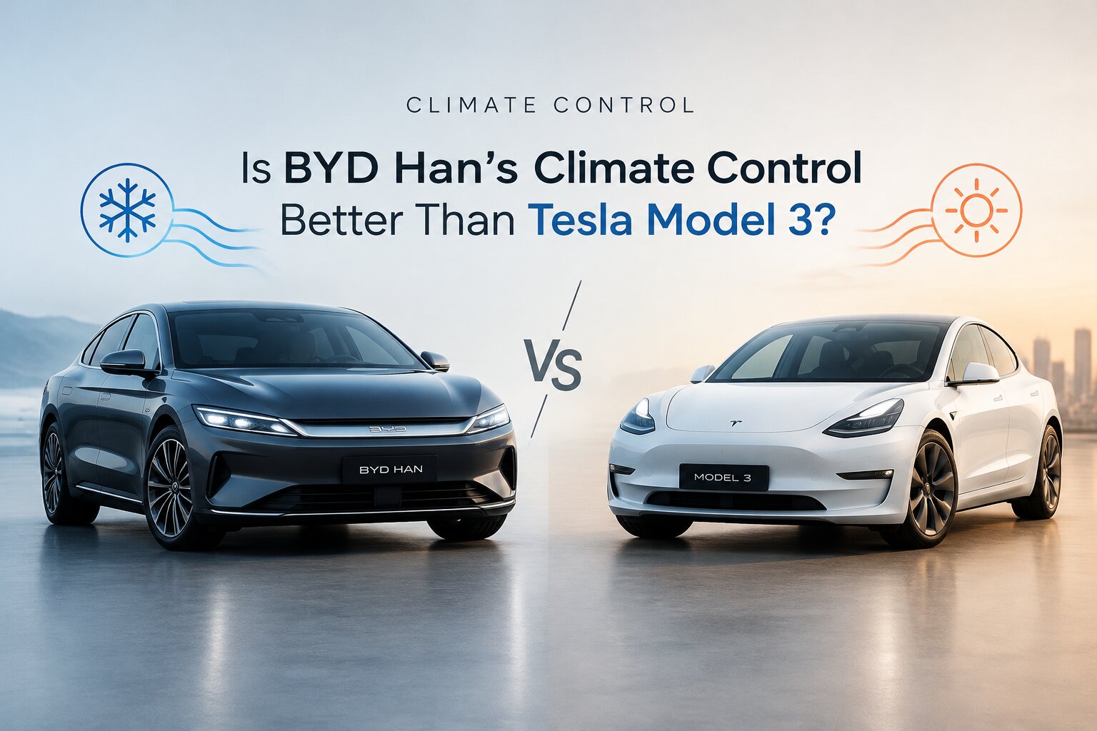 BYD Han против Tesla Model 3: тест эффективности климат-контроля в жару и мороз. Сравниваем расход энергии, скорость прогрева и охлаждения салона.