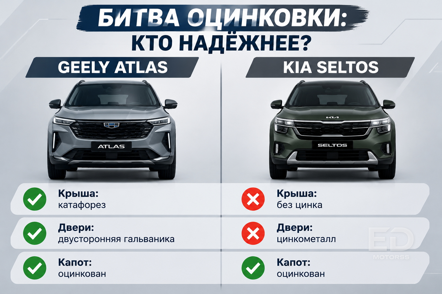 Geely Atlas или Kia Seltos: загнали на подъемник и проверили толщиномером - фото 2