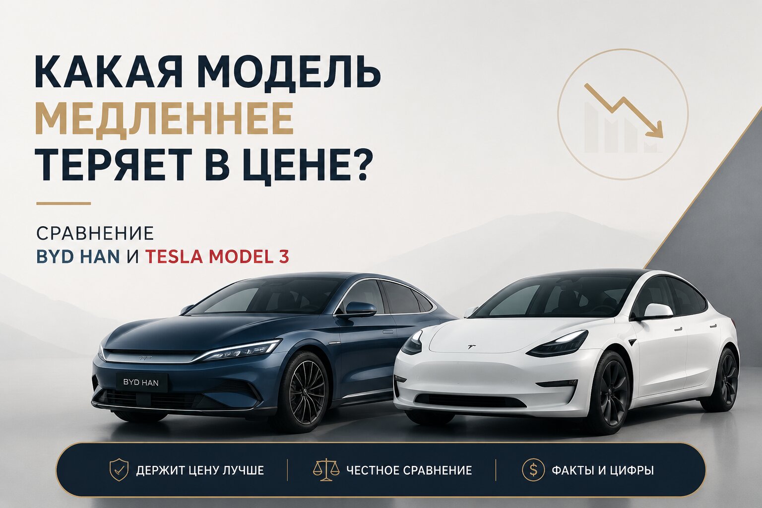 Какая модель медленнее теряет в цене: сравнение BYD Han и Tesla Model 3?