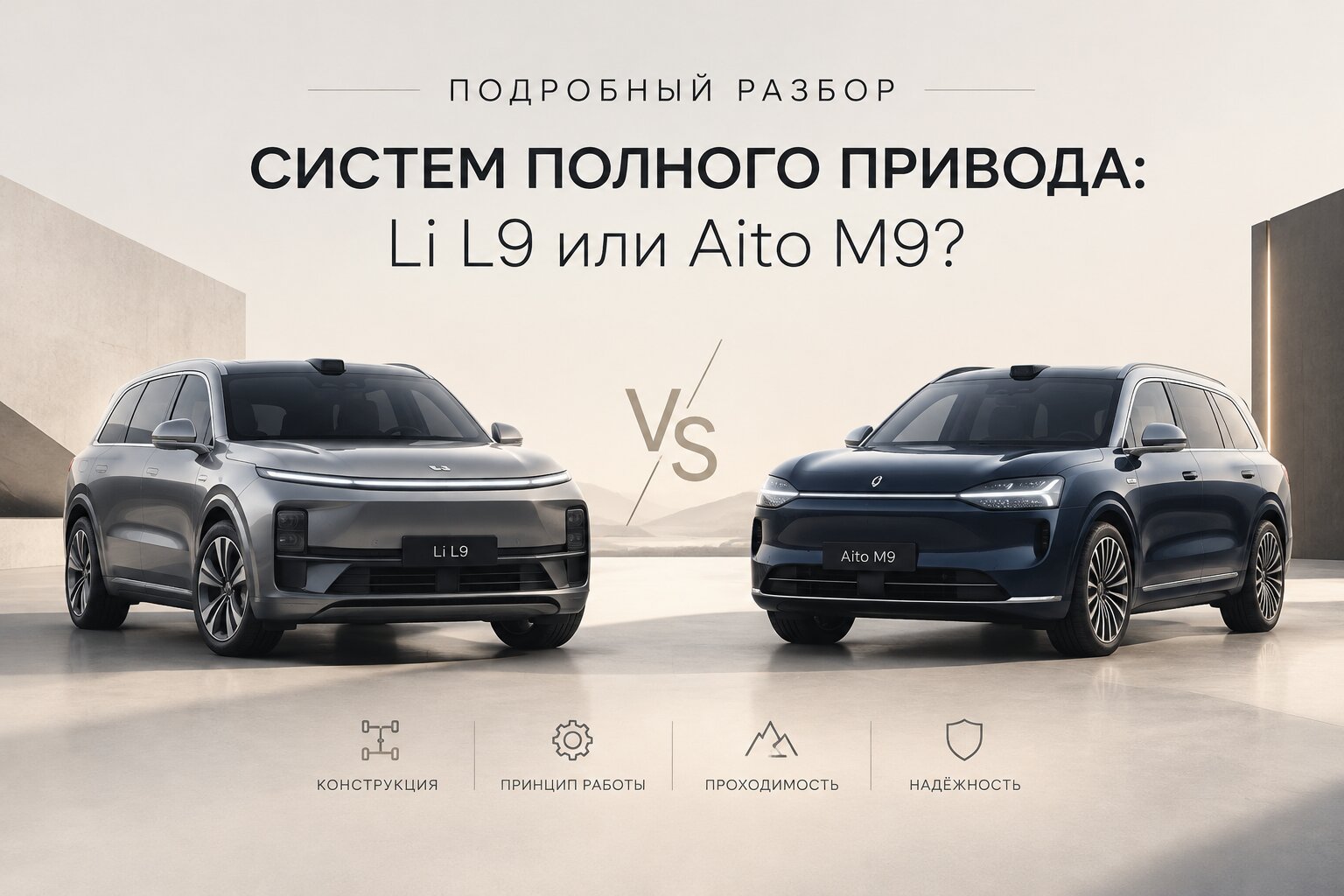 Подробный разбор полного привода Li L9 и Aito M9: сравнение двухмоторных систем, режимов тяги и проходимости. Какой кроссовер лучше на льду и бездорожье?
